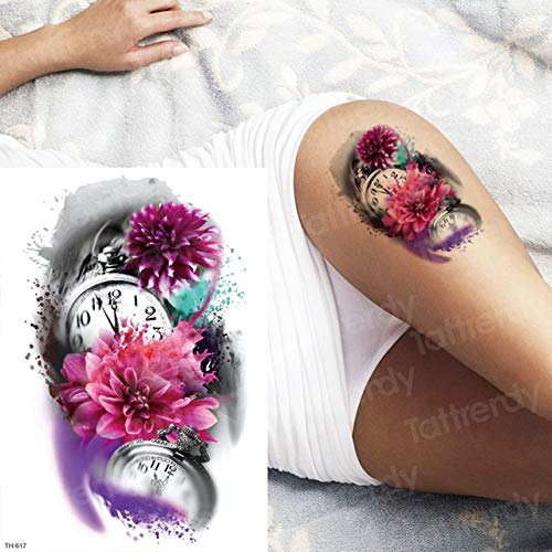 tzxdbh Tatuajes de Larga duración Animales Cabeza de león Tatuajes Adhesivos Arte Corporal Tatuaje Impermeable Bosque Muslo Negro Tatoo Leg-in Tatuajes de Grou TH617