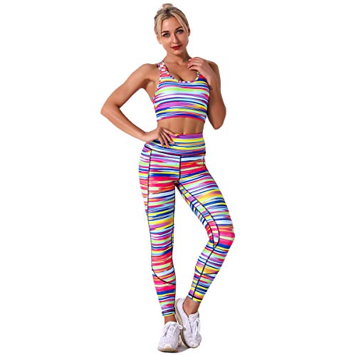 U/A Sujetador recogido a Prueba de Golpes con Estampado Digital para Mujer Ropa de Yoga Ropa Deportiva Ropa Deportiva Caderas Pantalones de Yoga Conjunto de Sujetador Leggings Deportivos