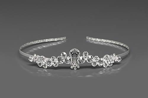 Ubekannt Boda Cristal Tiara bañado en Plata sin níquel Strass Corona Pelo Joyas Comunión Pelo Maduro