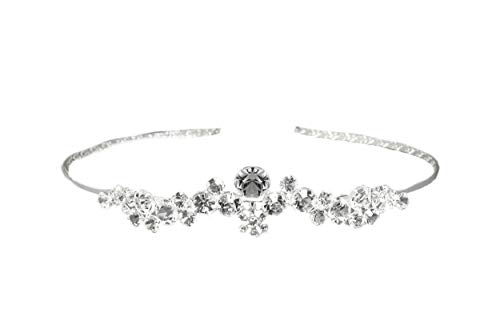 Ubekannt Boda Cristal Tiara bañado en Plata sin níquel Strass Corona Pelo Joyas Comunión Pelo Maduro