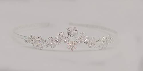 Ubekannt Boda Cristal Tiara bañado en Plata sin níquel Strass Corona Pelo Joyas Comunión Pelo Maduro