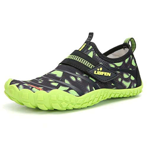 UBFEN Zapatos de Agua Niño Niña Secado Rápido Zapatillas de Playa de Verano Deportes Acuáticos Escarpines Natación Buceo Surf Antideslizante Transpirable 31 Verde
