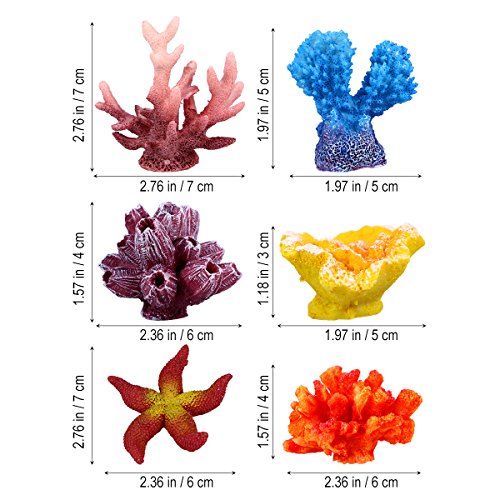 UEETEK 6 Piezas Acuario Multicolor decoración Artificial Estrella de mar falsificación Ornamento de ocultación de Coral para la decoración del Tanque de Peces