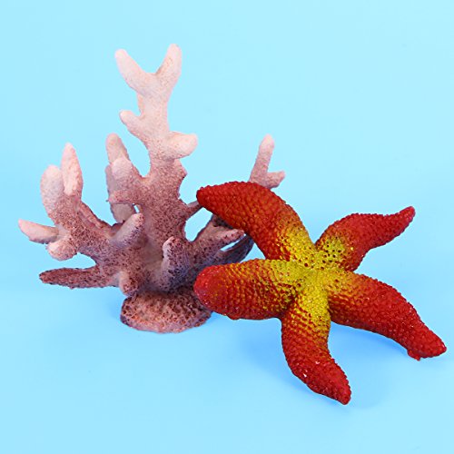 UEETEK 6 Piezas Acuario Multicolor decoración Artificial Estrella de mar falsificación Ornamento de ocultación de Coral para la decoración del Tanque de Peces