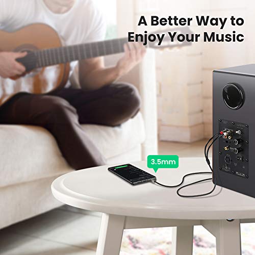 UGREEN Cable Audio Estéreo Jack 3,5mm a 2RCA, Cable Minijack 3,5mm a 2 RCA Macho a Macho con Conector Metálico para Móvil iPhone iPod Smart TV Reproductor MP3 Tablet PC Amplificador Altavoz, 2Metros