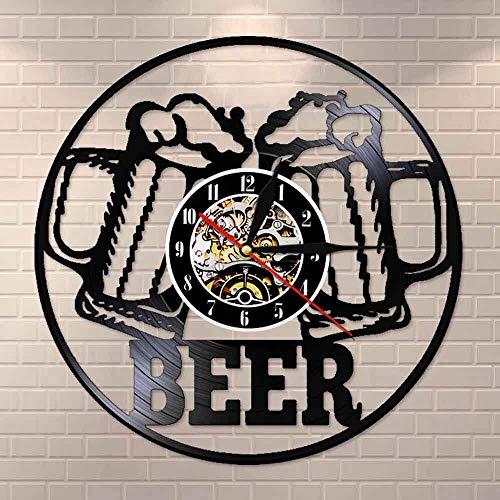 UIOLK Barra de Cerveza decoración de Pared Reloj Barra de Tiempo para Beber Disco de Vinilo Reloj de Pared Mesa de Pared decoración del Club de Cerveza
