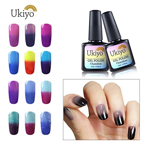 Ukiyo - 6 frascos de esmalte semipermanente soak-off de 8 ml para lámpara UV o LED, variación de temperatura de color 12
