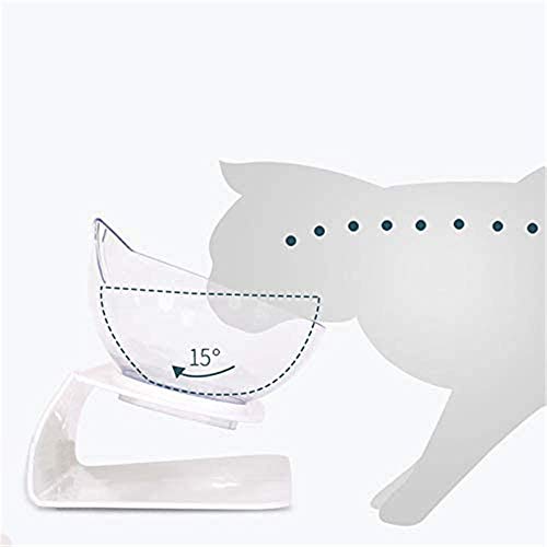 UKKRW Comedero para Gatos con Plataforma Inclinada 15 °, comedero Gato antivomito，comedero para Gatos Doble con Soporte Elevado, Adecuado para Gatos y Cachorros-re