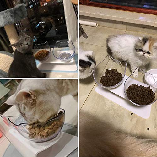 UKKRW Cuenco para Gatos con Soporte Elevado, Cuenco para Gatos Anti-vómitos, Cuenco de Agua y Comida para Gatos Inclinado 15 °, Cuenco para Mascotas Desmontable para Gatos y Perros pequeños-Single-A
