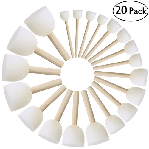 ULTNICE Cepillo de pintura redondo Cepillos de pintura para niños Esponjas redondas Juego de brochas Herramientas de pintura de bricolaje Paquete de 20