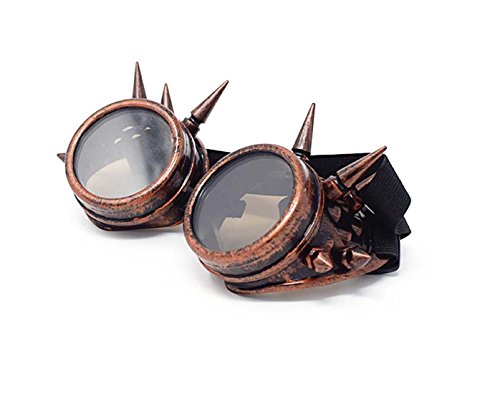 Ultra Bronce con Marrones Lentes Steampunk Gafas Cibernéticas Punk Victoriano Cosplay Gótico Redondo Lentes Soldadura Rústico Puntiagudos Vintage