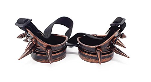 Ultra Bronce con Marrones Lentes Steampunk Gafas Cibernéticas Punk Victoriano Cosplay Gótico Redondo Lentes Soldadura Rústico Puntiagudos Vintage