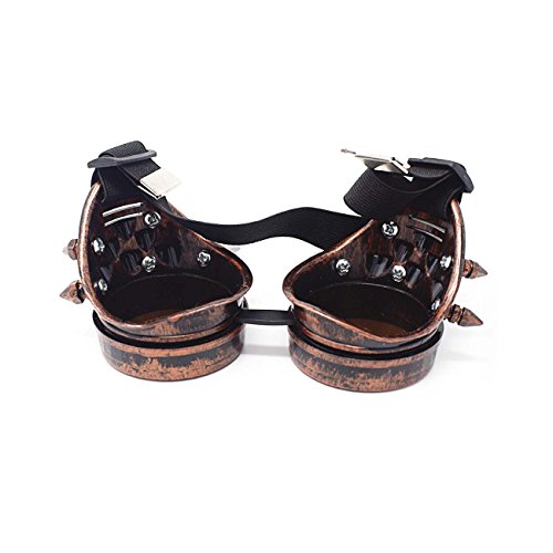 Ultra Bronce con Marrones Lentes Steampunk Gafas Cibernéticas Punk Victoriano Cosplay Gótico Redondo Lentes Soldadura Rústico Puntiagudos Vintage