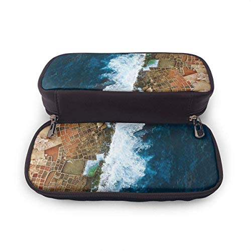 una toma aérea de las salinas en Marsaskala Malta Estuche para lápices Estuche para lápices Organizador de papelería, Oficina de la escuela, Multifunción