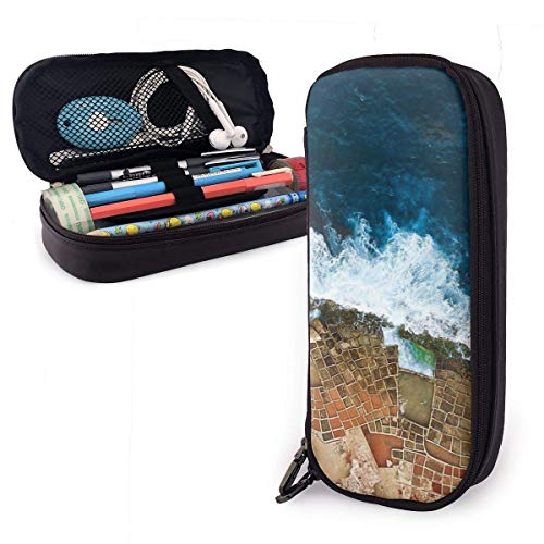 una toma aérea de las salinas en Marsaskala Malta Estuche para lápices Estuche para lápices Organizador de papelería, Oficina de la escuela, Multifunción