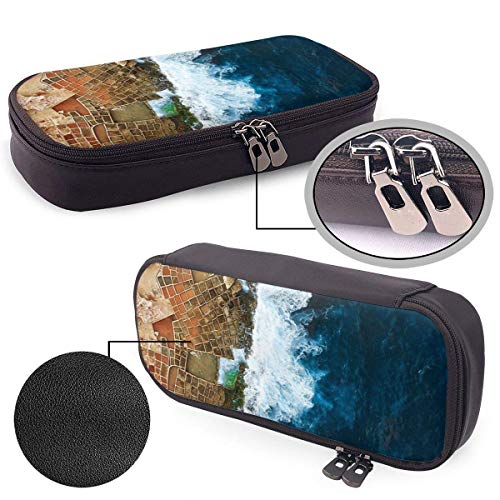 una toma aérea de las salinas en Marsaskala Malta Estuche para lápices Estuche para lápices Organizador de papelería, Oficina de la escuela, Multifunción