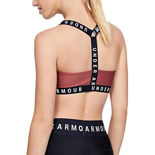 Under Armour Wordmark - Sujetador deportivo con tiras para mujer, negro Rosa coral