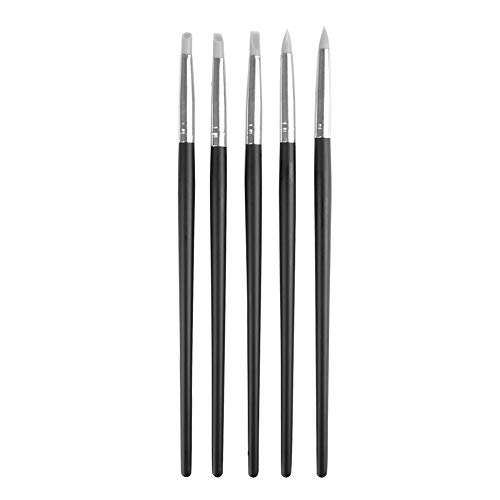 UNHO 5PCS Set de Pinceles Uñas Silicona Profesional Nail Art Pintura Tallado de Silicona para Mujer Uñas bricolaje DIY Pintura para el Diseño de Uñas Negro