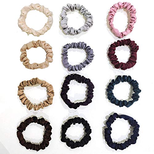 Uni-Fine 12 piezas Goma de Pelo Scrunchies Elástico Hair Scrunchies Coletero de Seda Gomas de Pelo Seda Accesorios para el Cabello Suave para Mujeres Niñas