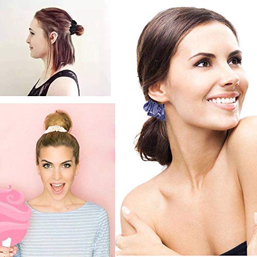 Uni-Fine 12 piezas Goma de Pelo Scrunchies Elástico Hair Scrunchies Coletero de Seda Gomas de Pelo Seda Accesorios para el Cabello Suave para Mujeres Niñas