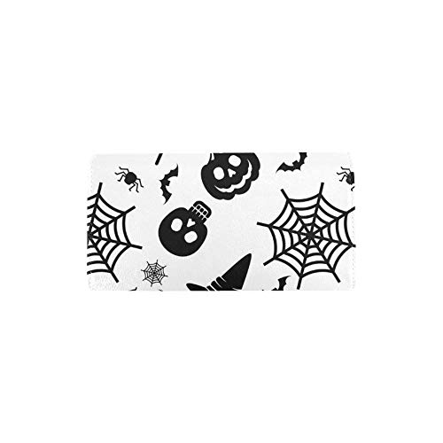 Unique Custom Halloween Black Icons Women Trifold Wallet Long Purse Credit Card Holder Case Bolso