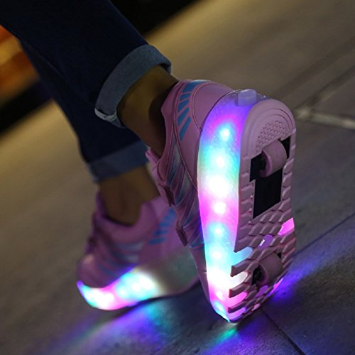 Unisex Recargable Led Luz Automática de Skate Zapatillas con Ruedas Zapatos Patines Deportes Zapatos para Niños Niñas