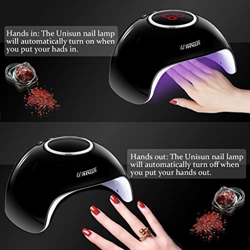 UNISUN Lámpara Ultravioleta para secado de uñas. Secador de Uñas 24W Lámpara LED UV Profesional secador de uñas con 3 temporizadores integrados y pantalla LED para manicura Shellac y en gel (negro)