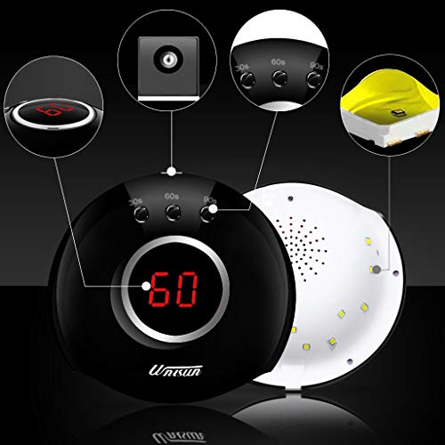 UNISUN Lámpara Ultravioleta para secado de uñas. Secador de Uñas 24W Lámpara LED UV Profesional secador de uñas con 3 temporizadores integrados y pantalla LED para manicura Shellac y en gel (negro)