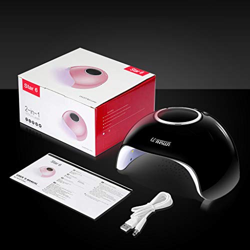 UNISUN Lámpara Ultravioleta para secado de uñas. Secador de Uñas 24W Lámpara LED UV Profesional secador de uñas con 3 temporizadores integrados y pantalla LED para manicura Shellac y en gel (negro)