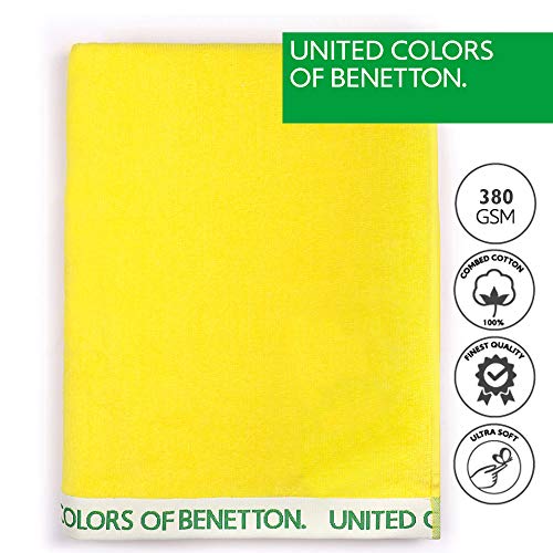 UNITED COLORS OF BENETTON. Toalla de Playa 90x160cm 380gsm Velour 100% algodón Amarillo Casa Benetton, 90x160