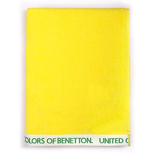 UNITED COLORS OF BENETTON. Toalla de Playa 90x160cm 380gsm Velour 100% algodón Amarillo Casa Benetton, 90x160