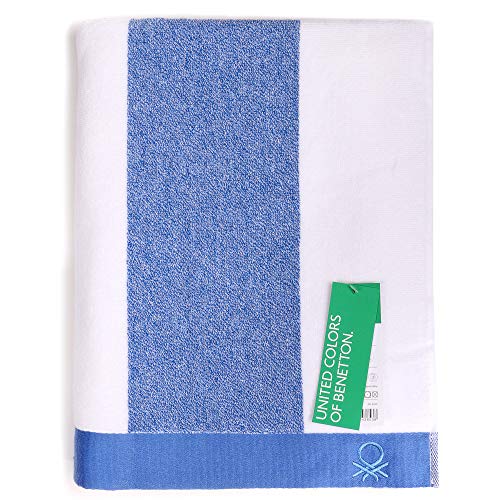 UNITED COLORS OF BENETTON. Toalla de Playa 90x160cm 450gsm Terry 100% algodón Azul Casa Benetton, 90x160
