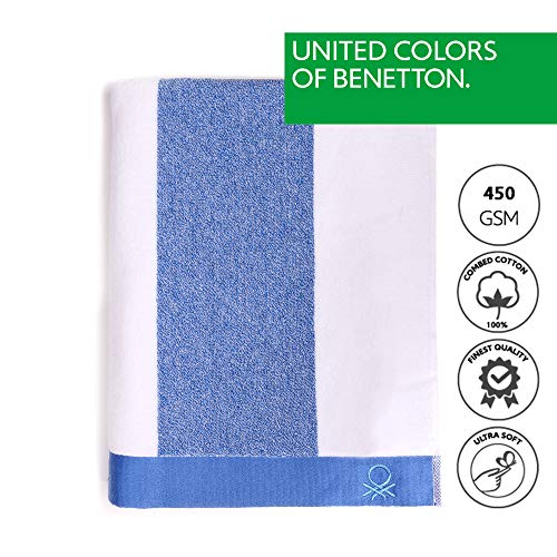 UNITED COLORS OF BENETTON. Toalla de Playa 90x160cm 450gsm Terry 100% algodón Azul Casa Benetton, 90x160