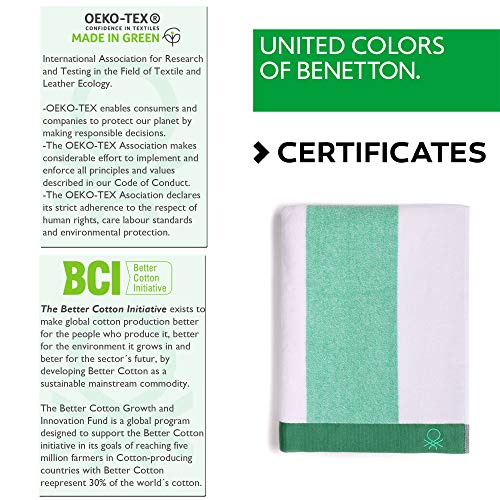 UNITED COLORS OF BENETTON. Toalla de Playa 90x160cm 450gsm Terry 100% algodón Verde Casa Benetton, 90x160