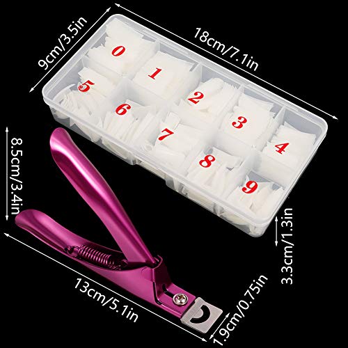 upain 500 Piezas Uñas Postizas Francesa 10 Tamaños Tips Uñas Falsas Puntas de Uñas Artificiales Acrílico Natural Francesas Uñas con Cortaúñas Falsos para Manicura y Diseños Uñas DIY