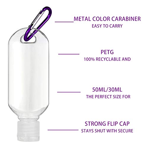 upain Botellas de Viaje Reutilizable Contenedor Vacías Botellas de Plástico Recargable Vacía Botellas con Llavero para Viajes Actividades al Aire Libre Viajes de Negocios 12 Piezas