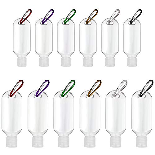 upain Botellas de Viaje Reutilizable Contenedor Vacías Botellas de Plástico Recargable Vacía Botellas con Llavero para Viajes Actividades al Aire Libre Viajes de Negocios 12 Piezas