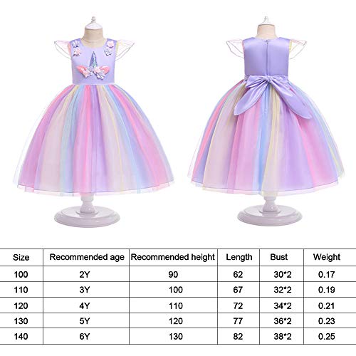 URAQT Disfraz Unicornio Niña, Vestidos Unicornio Niña, Disfraz de Princesa, para Fiesta de Cosplay, Boda, Partido,Vestido De Princesa