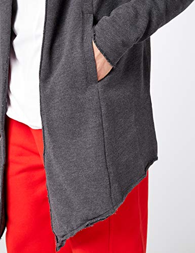 Urban Classics Longline Hoodie Cardigan Casual, sin Cierre, Chaqueta con Capucha y Corte Asimétrico en la Parte Inferior Delantera, Color Charcoal, Talla S, Hombre