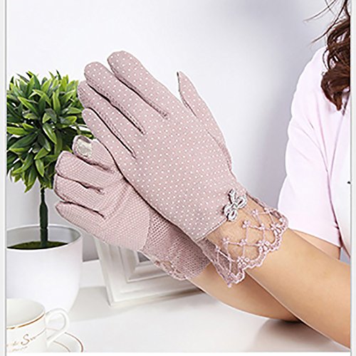 URSFUR Guantes de algodón protección solar de ciclismo con encaje de las mujeres pantalla táctil