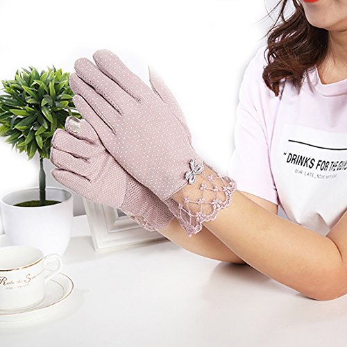 URSFUR Guantes de algodón protección solar de ciclismo con encaje de las mujeres pantalla táctil