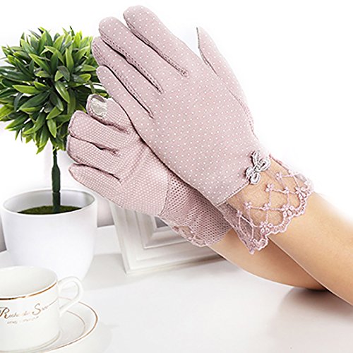 URSFUR Guantes de algodón protección solar de ciclismo con encaje de las mujeres pantalla táctil