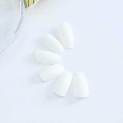 Ushiny 24pcs uñas postizas Ataúd los clavos falsos cubierta mate completo falso uñas blancas falsa artificial del clavo de Prensa En Faux uñas para mujeres y niñas