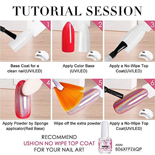 USHION Efecto Holografico Laser Pigmentos en Polvo Para Uñas,Glitter Brillo Espejo Cromo Clavo Manicura Pigmento Arco Iris Plata,Holographic Powder