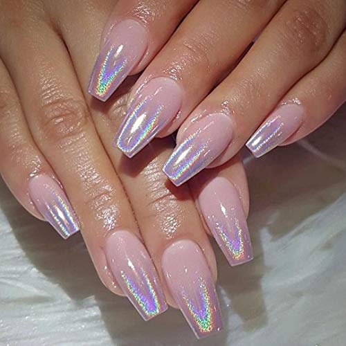 USHION Efecto Holografico Laser Pigmentos en Polvo Para Uñas,Glitter Brillo Espejo Cromo Clavo Manicura Pigmento Arco Iris Plata,Holographic Powder