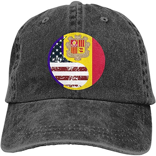Ushpoy USA Andorra Yin Yang Adjustable Baseball Cap Dad Hat Trucker Cap,Black,One Size