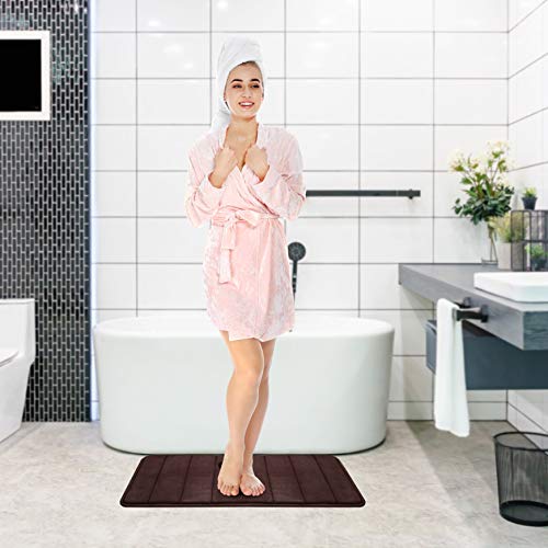 Utopia Home Paquete de 2 Alfombrilla de baño de Espuma con Memoria - Espalda Antideslizante, Lana de Coral, Altamente Absorbente (Chocolate, 17x24 (43x61cm))