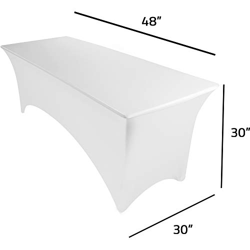 Utopia Kitchen Mantel Estirable - 4 ft (122 cm) Mantel Ajustable para Eventos y Fiestas - Mantel de Poliéster y Spandex - Lavable a Máquina - Resistente a Las Arrugas (Paquete de 2, Blanco)