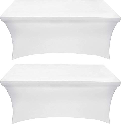 Utopia Kitchen Mantel Estirable - 4 ft (122 cm) Mantel Ajustable para Eventos y Fiestas - Mantel de Poliéster y Spandex - Lavable a Máquina - Resistente a Las Arrugas (Paquete de 2, Blanco)