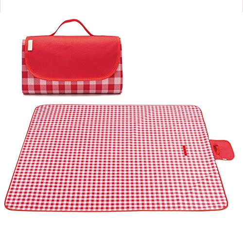 UUMFP Manta Picnic, Extra Grande 76 X 78 Pulgadas portátil Impermeable Impermeable Plegable Tienda de campaña al Aire Libre, tapete de Playa para Senderismo Viaje Festival Camping Park (Color : Red)